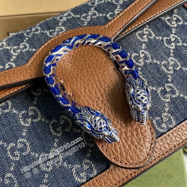 Gucci2021新顏色女包 古馳牛仔布拼皮鏈條單肩斜挎包 Gucci牛仔布系列酒神包 400249  ydg3190